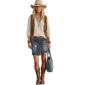 Levi's Distressed Blue Denim Mini Skirt